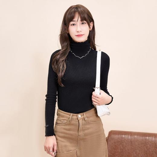 回力针织衫女秋冬新款高领长袖套头打底衫堆堆领修身紧身保暖毛衣 商品图4