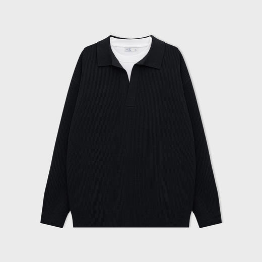 【新品上新】HX 冬季假两件翻领毛衫S107544129101/02 商品图2