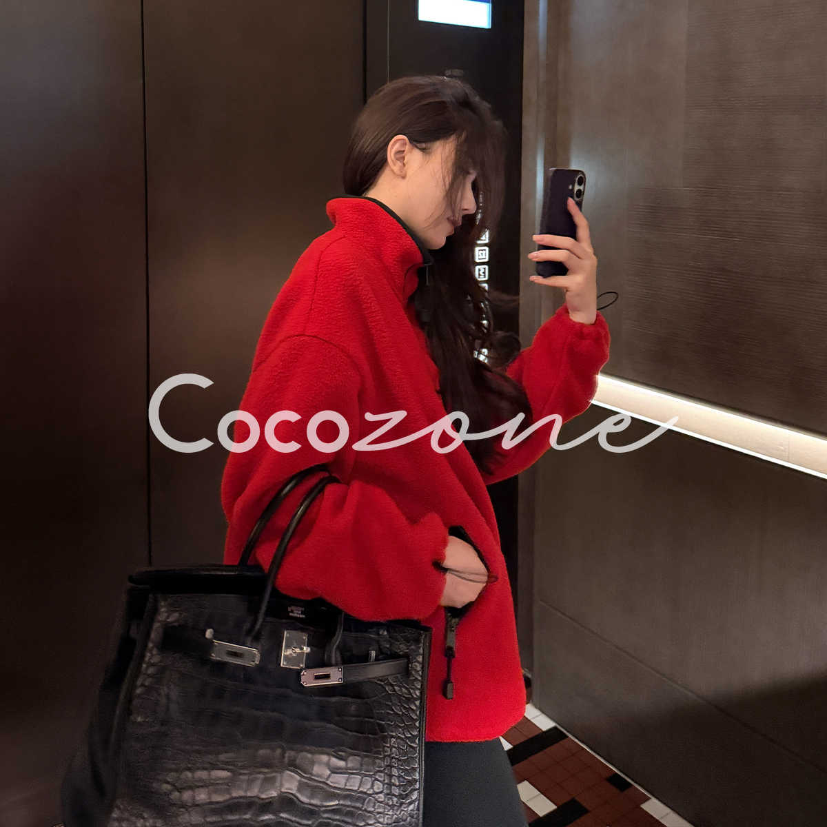 COCO ZONE 刘 一一 “耀眼”羊毛混纺立领半拉链卫衣 CD1A1681