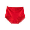 雀说 【3件】本命红纯棉高腰大码女士内裤7A抗菌透气蕾丝三角裤C-038 商品缩略图3