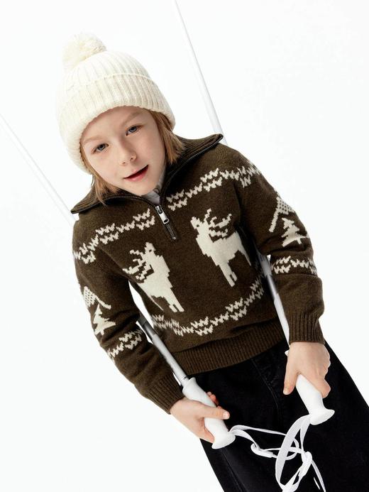 【云粉节】8楼摩安珂儿童little MO&Co.25年冬季新款100%羊毛麋鹿提花套头男女同款毛织上衣KBE4SWT020【吊牌价：799 元 ，活动价：719元】 商品图4