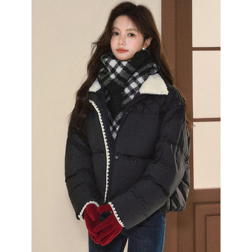 鹿向南「冬窗裹暖」90鸭绒黑色羽绒服女冬季巨好看小个子加厚外套 商品图4