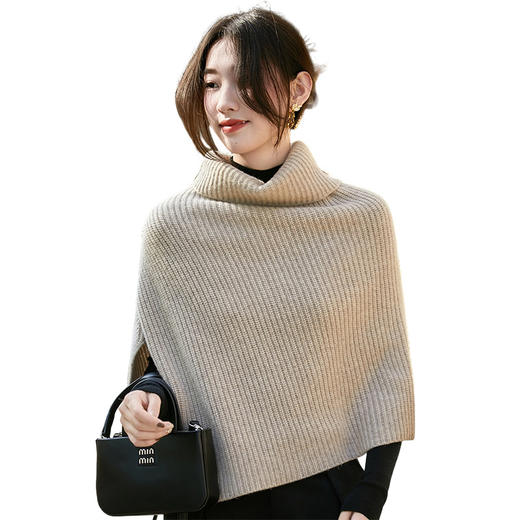 丁摩 三股加厚100%纯羊毛外搭假领子高领毛衣披肩9317 商品图4