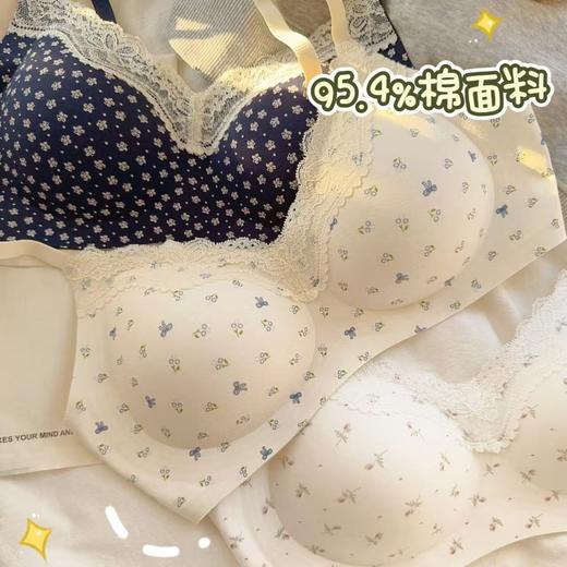 雀说 纯棉小胸聚拢无痕内衣女软支撑无钢圈薄款文胸6355YB 商品图1