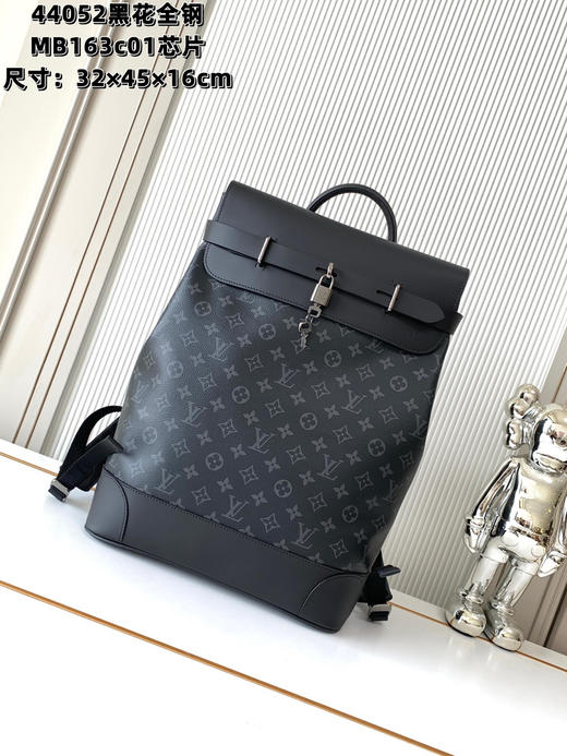 秋冬特惠💰1480 渠道级LV 【全钢五金 MB163c01变码芯片】te级LV 全套包装 M44052黑花 Louis Vuitton STEAMER 双肩包 商品图0