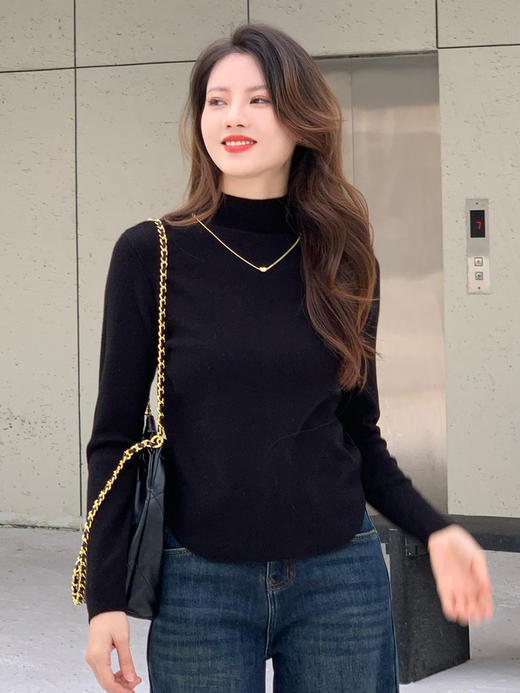 【百图lulu定制】【小金链针织衫】安迪绒  抗起球 半高领 长袖 针织衫 打底衫 商品图8