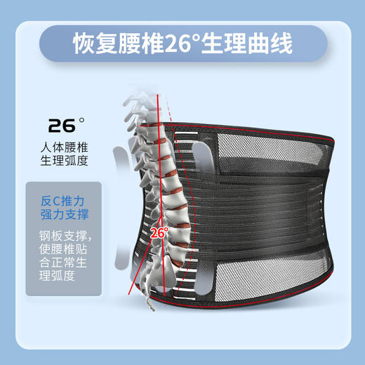 透气护腰带夏季薄款男女士腰部五根钢板支撑腰托腰围网眼护腰 商品图2