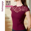 凡圣瑜伽木耳边蕾丝拼接短袖 FC15320 商品缩略图0