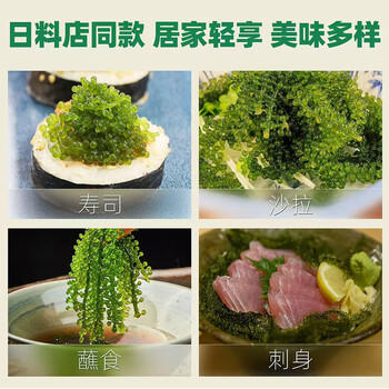 美玏 海葡萄即食儿童凉拌菜鱼子酱儿童宝宝零食无添加剂200克+7种蘸料 /粮油调味 /调味品 /中式酱料 商品图3