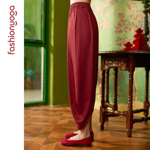 【年货节折上折】凡圣瑜伽红韵棉麻禅逸裤 FM15963（活动产品，收货7天内支持换同款、不退） 商品图4