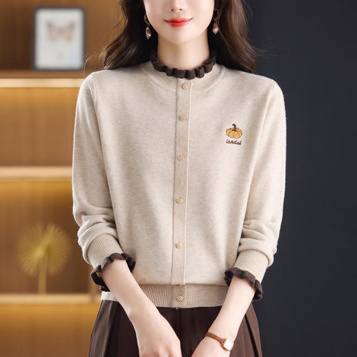 木耳边领毛衣女士，高级感妈妈洋气时尚上衣针织打底衫CC-101-Y81189 商品图2