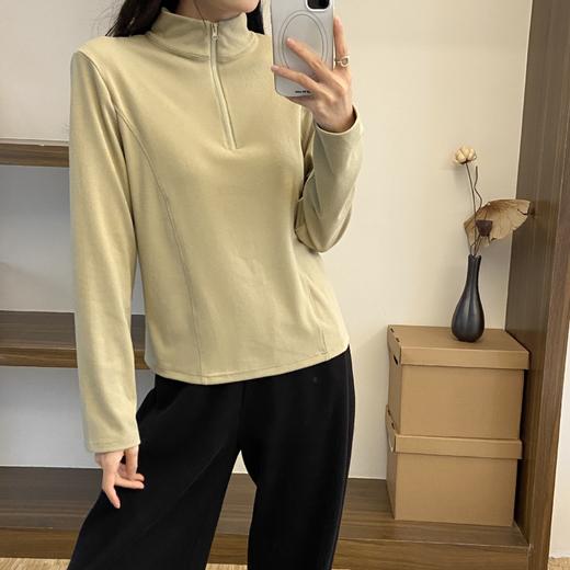 秋季新款宽松大码女装小立领内搭拉链纯色长袖卫衣2025打底衫修身卫衣 商品图0