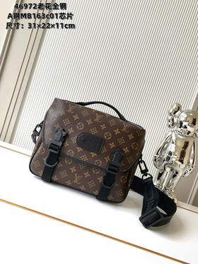 秋冬特惠💰1390 渠道级LV【全钢五金 MB163c01变码芯片】te级LV 全套包装 M46972老花 本款 LV Trail 邮差包