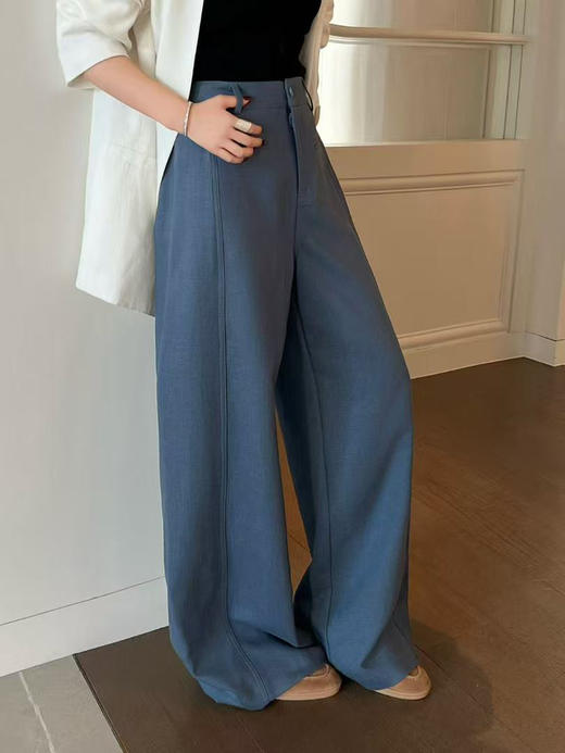 原单新款天丝亚麻厚实阔腿直筒裤 商品图0