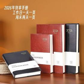 金派2026日程本年历笔记本效率手册 一天一页记账本记事本 黑色棕色B5A5 1本