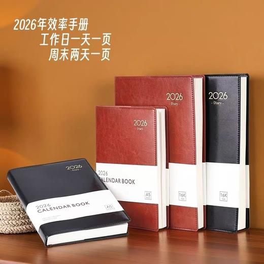 金派2026日程本年历笔记本效率手册 一天一页记账本记事本 黑色棕色B5A5 1本 商品图0