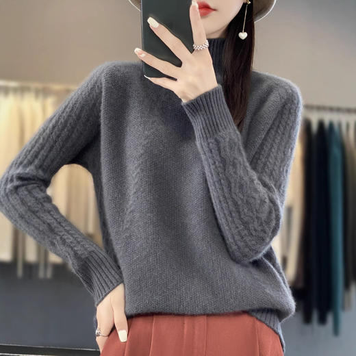 丁摩 100%纯羊毛加厚无缝毛衣宽松慵懒毛衣NJRG-883 商品图1