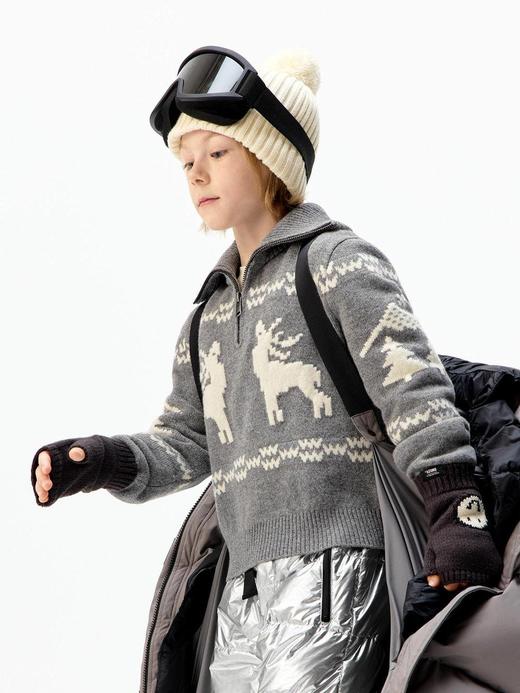 【云粉节】8楼摩安珂儿童little MO&Co.25年冬季新款100%羊毛麋鹿提花套头男女同款毛织上衣KBE4SWT020【吊牌价：799 元 ，活动价：719元】 商品图3