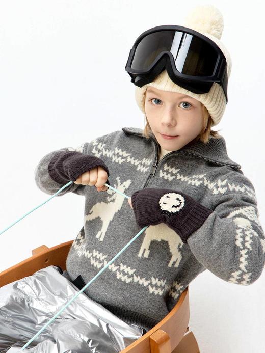 【云粉节】8楼摩安珂儿童little MO&Co.25年冬季新款100%羊毛麋鹿提花套头男女同款毛织上衣KBE4SWT020【吊牌价：799 元 ，活动价：719元】 商品图2