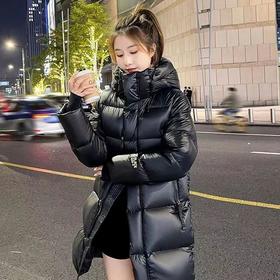 丁摩 中长款羽绒服黑金背带情侣羽绒服