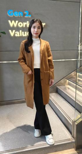 G2000女装FW25商场新款【绵羊毛混纺】连帽针织外套58275311