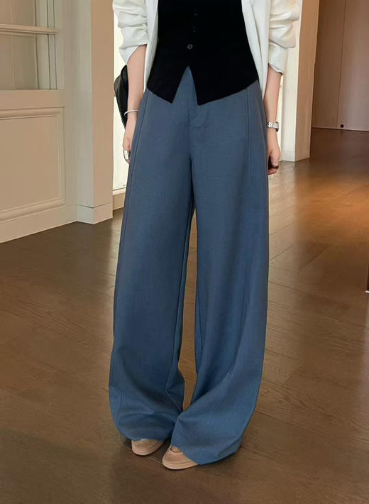原单新款天丝亚麻厚实阔腿直筒裤 商品图1