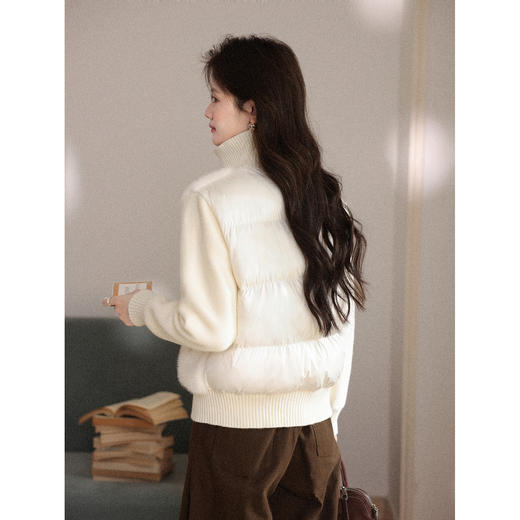 鹿向南「简绒卓然」设计感杏色短毛毛外套女秋冬气质高级立领上衣 商品图2