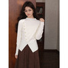 鹿向南「温婉针织」白色不对称斜扣针织衫秋冬新款修身长袖上衣女L58910 商品缩略图2