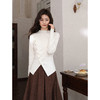 鹿向南「温婉针织」白色不对称斜扣针织衫秋冬新款修身长袖上衣女L58910 商品缩略图3