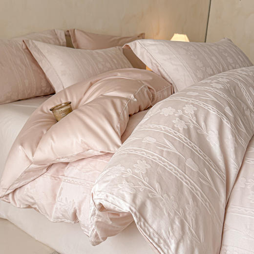 自然醒全棉长绒棉立体提花四件套-花屿HS 商品图0