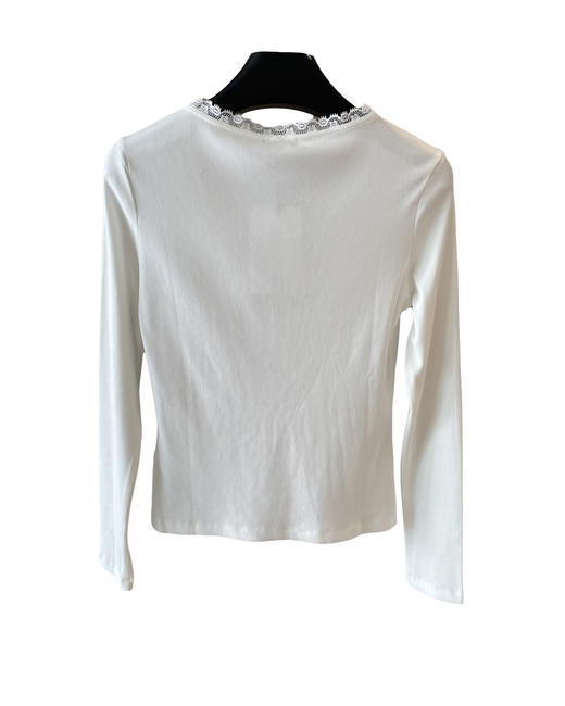 女款修身蕾丝边长袖打底衫ba008 商品图1