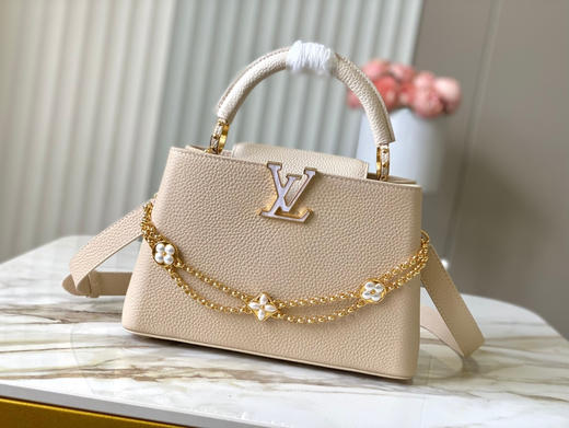 秋冬特惠💰1850 渠道级LV 新品 te级LV 动态芯片 M25461/M48865杏黄拼奶白珍珠花朵款 商品图0