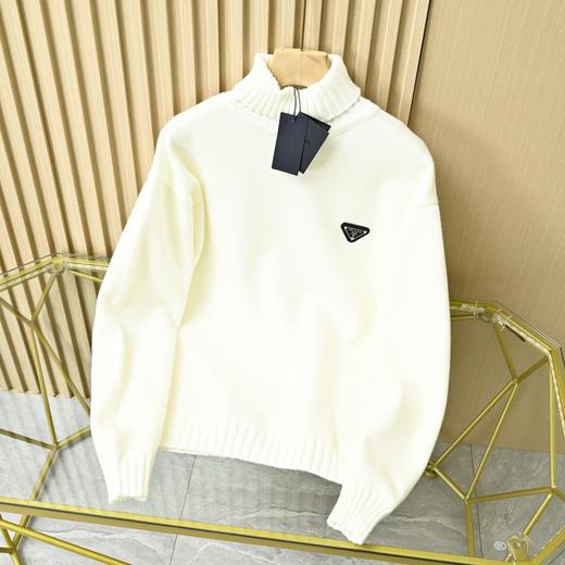普家三角标新款男士高领加绒加厚一体绒针织毛衣打底衫 商品图3