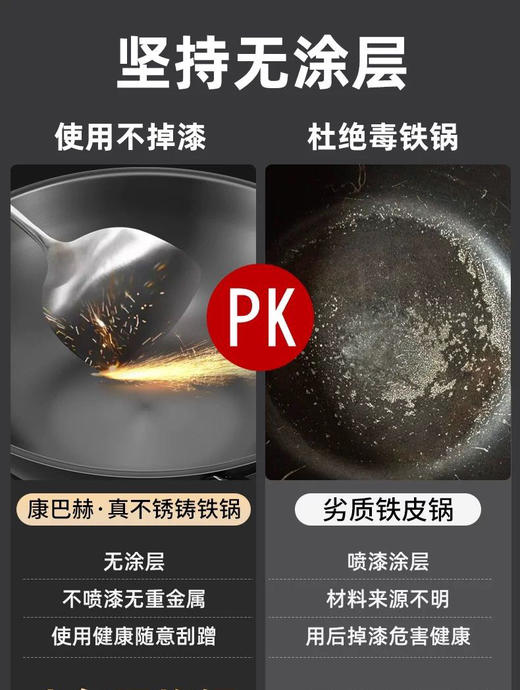 康巴赫炒锅🍳 深氮防锈铁锅 商品图7