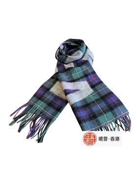 中性款logo格纹流苏围巾lv004