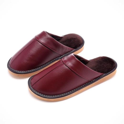雀说 【头层牛皮】真皮拖鞋简约保暖加厚秋冬暖拖防水防滑居家男女棉拖 商品图4