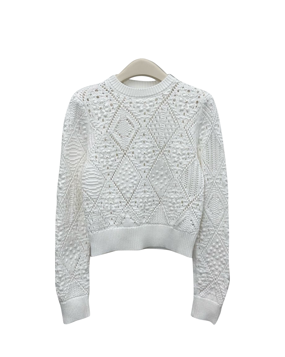 女款全棉镂空针织衫毛衣ba010