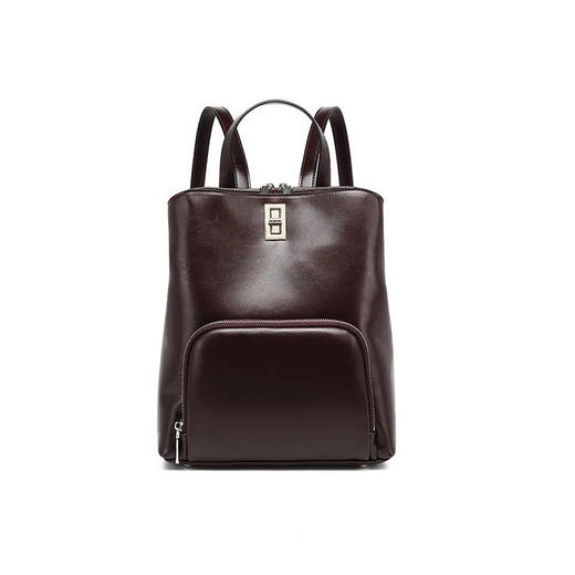 雀说 真皮大容量简约通勤背包复古牛皮双肩包6149-D 商品图4