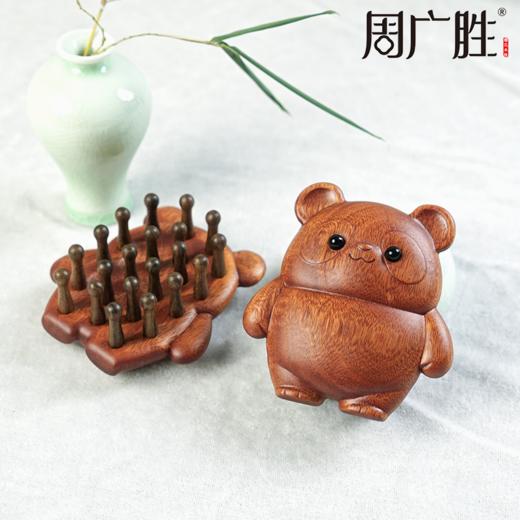 周广胜精选红檀香萌熊按摩梳防静电顺发护发便携家用送女友送男友 商品图7