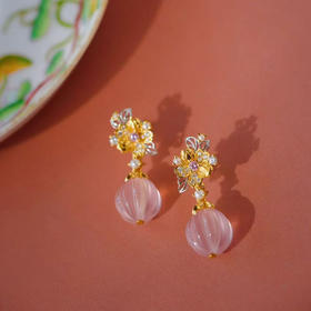 龢盒原创 微甜冬日·粉水晶珠耳坠