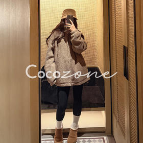 COCO ZONE 刘 一一 “松果十字花”立领拉链毛绒外套 CD1A1763