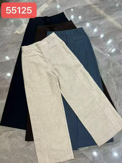 原单新款天丝亚麻厚实阔腿直筒裤 商品图7