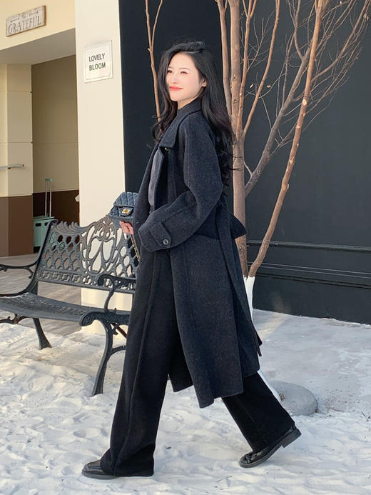 【百图lulu定制】【预售10天发】【筷子腿毛呢裤】窄版直筒裤 前平幅 后弹力腰围 斜纹 醋酸毛呢裤 商品图11