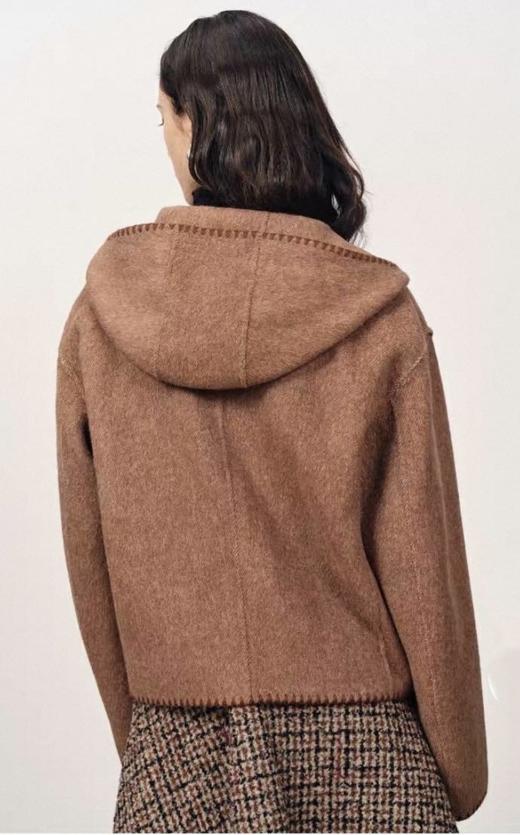 Fab*同款伯爵红茶搭扣刺绣连帽复古大衣 商品图4