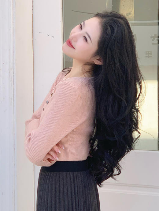 【百图lulu定制】【睫毛蕾丝针织衫】V领蕾丝 高弹 针织衫 商品图9