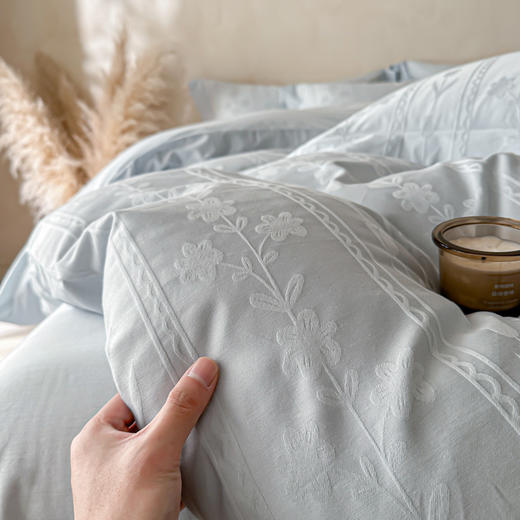 自然醒全棉长绒棉立体提花单被套-花屿HS 商品图11