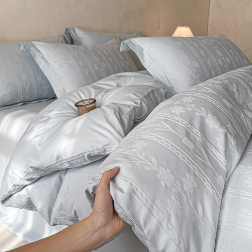 自然醒全棉长绒棉立体提花单被套-花屿HS 商品图6