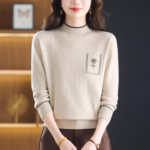 半高领毛衣中年妈妈洋气时尚，上衣针织保暖打底衫CC-101-Y81193 商品图0