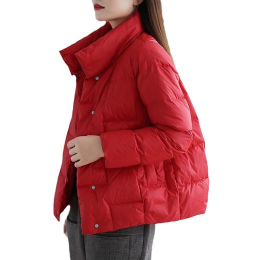 丁摩 轻薄羽绒服女短款白鸭绒大码立领宽松显瘦外套显瘦8915 商品图4