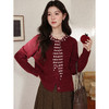 鹿向南「清欢渡月」法式洋气红色毛衣女秋冬时尚长袖开衫短款上衣 商品缩略图3